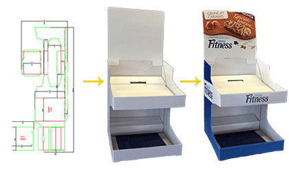Custom pounching procedure for cardboard display rack Custom pounching procedure for cardboard display rack